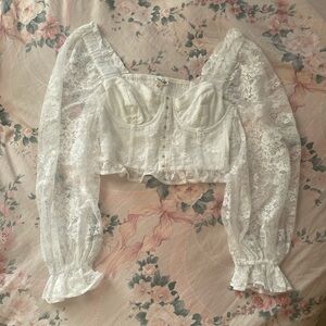 For Love and Lemons Lace Puff Princess Blouse